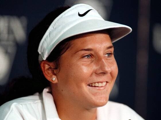 Porträt Monica Seles Tennis Damen US Open 1995, Grand Slam, Hartplatz, Hartboden Porträt Flashing Meadows New York Freude,