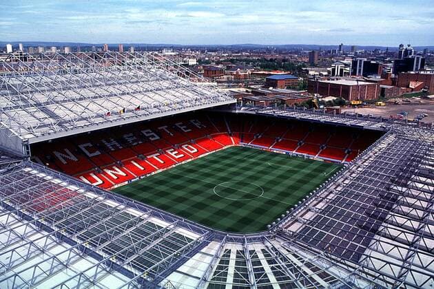 Das Stadion von Manchester Fußball EM Herren Europameisterschaft 1996, Länderspiel, Nationalmannschaft: Manchester United Totale Old Trafford Manchester Leere,