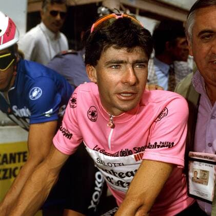 Gianni Bugno (Italien) im rosa Trikot Radsport Herren Straßenradsport, Profi, Profis, Straße, Radrennen, Rad, Straßenrennen 1990 Porträt