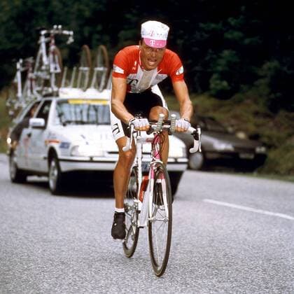 Bjarne Riis (Team Deutsche Telekom, Dänemark) beim Kampf gegen die Uhr Radsport Herren Tour de France 1996, Rad, Straße, Straßenrennen, Radrennsport, Radrennen, Straßenradsport, Profi Einzelbild Dynamik,
