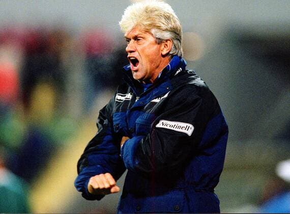 Trainer Werner Lorant (1860) tobt Fußball 1. BL Herren Saison 1998 1999, TSV 1860 München Einzelbild BayArena Leverkusen Wut, Ungeduld,