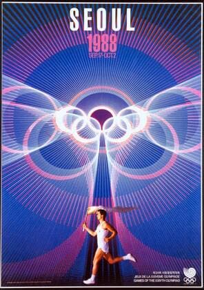 Plakat von Olympia 1988 in Seoul, Korea OS Sommer 1998, Olympische Spiele, Sommerspiele, Olympiade, Olympiaplakat Einzelbild Lausanne