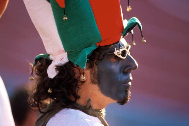 Ungarischer Fan mit Hut und Gesichtsbemalung Leichtathletik EM EM 1998, Europameisterschaft: Einzelbild Nep-Stadion Budapest Begeisterung, Spannung,