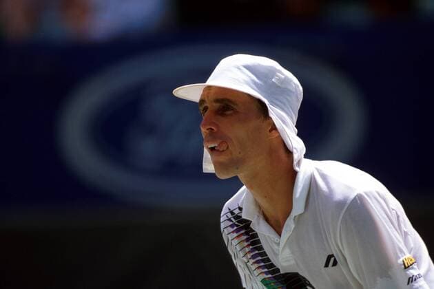 Ivan Lendl (USA) erwartet konzentriert den gegnerischen Aufschlag Tennis Herren Australian Open 1990, Grand Slam, Hartplatz, Hardcourt, ATP-Tour Einzelbild Flinders Park Melbourne Dynamik, Konzentration,