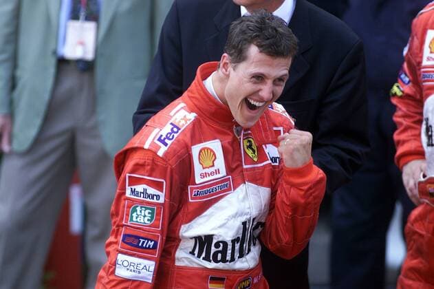 Michael Schumacher (Deutschland) jubelnd nach seinem Erfolg in Monaco Motorsport Grand Prix Herren Großer Preis von Monaco 1999, Formel 1 Weltmeisterschaft, F1, WM, F, GP Einzelbild Circuit de Monaco Monte Carlo Freude, Begeisterung,
