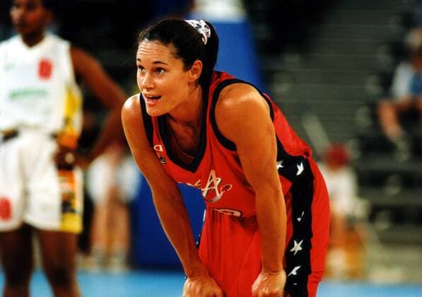 Jennifer Azzi (USA) Basketball WM Damen Weltmeisterschaft der Frauen 1998, Basketball-WM, Länderspiel, Nationalmannschaft Einzelbild Schmeling-Halle Berlin Freude,