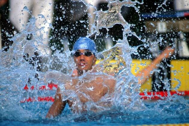Stefano Battistelli (Italien) mit überschäumender Freude Schwimmen EM Herren Europameisterschaft 1989, Schwimmsport, 200 m Einzelbild Bonn Dynamik,