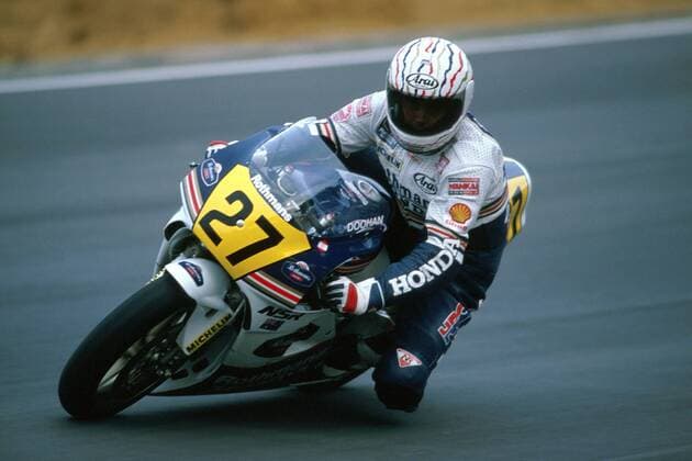 Michael Doohan (Australien) auf seiner Maschine Motorsport WM Herren Großer Preis von Amerika, GP, Weltmeisterschaft 1989, Motorradsport, Motorradrennsport, 500ccm Einzelbild Laguna Seca