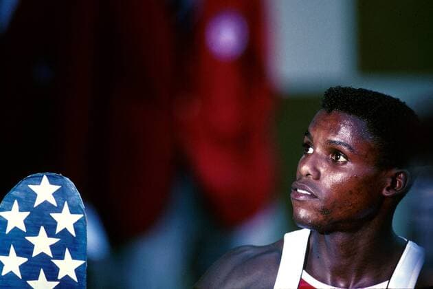 Olympiasieger Carl Lewis (USA) Leichtathletik OS Sommer Herren Olympische Spiele 1988, Olympia, Olympiade, Sommerspiele, Südkorea, 200m, 200 m, Sprint, Sprinten Einzelbild Olympiastadion Seoul