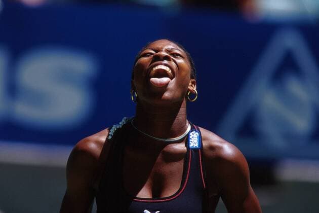 Serena Williams (USA) - glücklich Tennis Damen Australian Open 2000, Grand Slam, WTA-Tour, Turnier, Hartplatz, Hardcourt, Hartplatztennis Porträt Flinders Park Melbourne Glück, Freude,