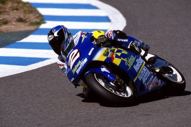 Kenny Roberts jr. (USA) auf seiner Suzuki Motorsport WM Herren Motorradsport 2000, Motorradrennen, Motorrad, Motorradrennsport, Test, Tests, testen, Testfahrten Einzelbild Jerez