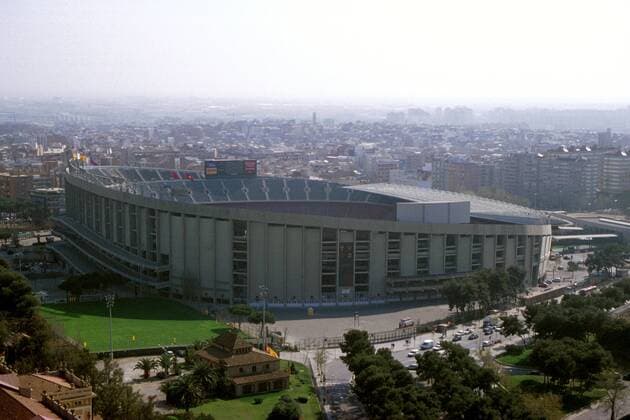 Fußball, Stadiongeschichte FC Barcelona Das Nou Camp in Barcelona Fußball EC 1 Herren Champions League Saison 1999 2000, Primera Division, 1. Spanische Liga Totale Nou Camp Barcelona