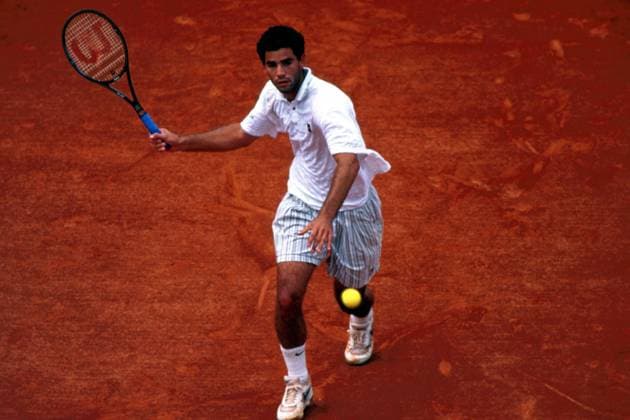 Pete Sampras (USA) - Vorhandslice Tennis Herren French Open 1996, Sand, Sandplatz, Sandplatzturnier, Sandplatztennis, Grand Slam, ATP-Tour Einzelbild Roland Garros Paris