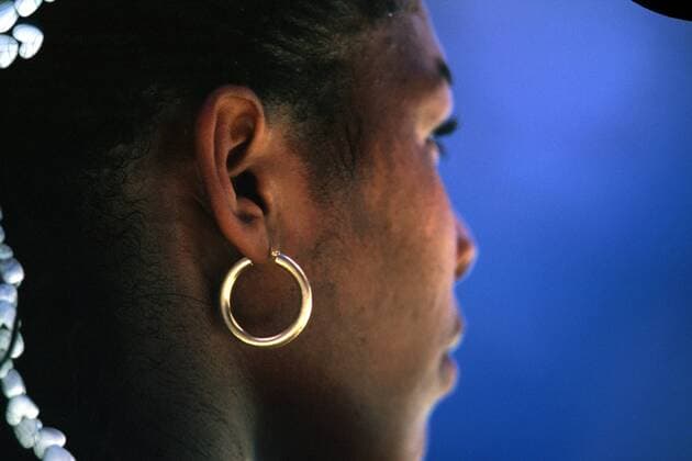 Serena Williams (USA) - Detail: Ohrring Tennis Damen Australian Open 2000, WTA-Tour, Grand Slam, Hardcourt, Hartplatz, Hartplatztennis, Hartplatzturnier Porträt Flinders Park Melbourne