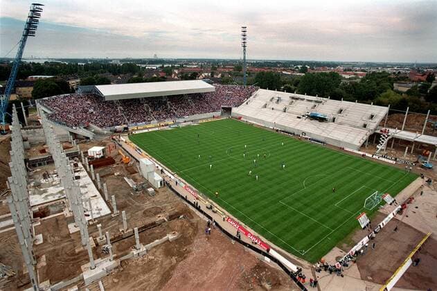 Fußball, Stadiongeschichte FC Hansa Rostock Baustelle Ostseestadion Fußball 1. BL Herren Saison 2000 2001, FC Hansa Rostock Totale Ostseestadion Rostock