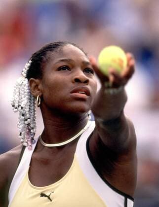 Serena Williams (USA) - Aufschlag Tennis Damen US Open 1999, Grand Slam, WTA-Tour, Hartplatz, Hardcourt, Hartplatzturnier, Hartplatztennis Einzelbild Flushing Meadow New York