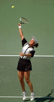 Lindsay Davenport (USA) - Überkopfball Tennis Damen Australian Open 1999, WTA-Tour, Grand Slam, Hartplatz, Hardcourt, Hartplatztennis, Hartplatzturnier Einzelbild Flinders Park Melbourne Dynamik,