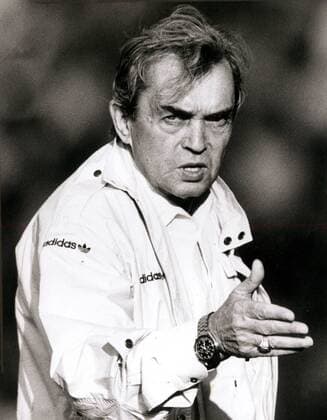 Trainer Ernst Happel (HSV) Fußball 1. BL Herren Saison 1986 1987, Hamburger SV, HSV, Hamburg Einzelbild Grotenburg Kampfbahn Krefeld
