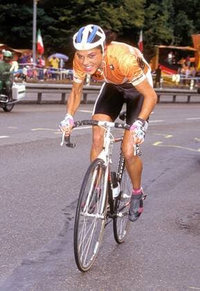 Leontien van Moorsel (Niederlande) mit Biss am Anstieg Radsport WM Damen Weltmeisterschaft 1991, Straße, Rad, Radrennsport, Straßenradrennsport, Straßenradsport Einzelbild Stuttgart Anstrengung, Kampf