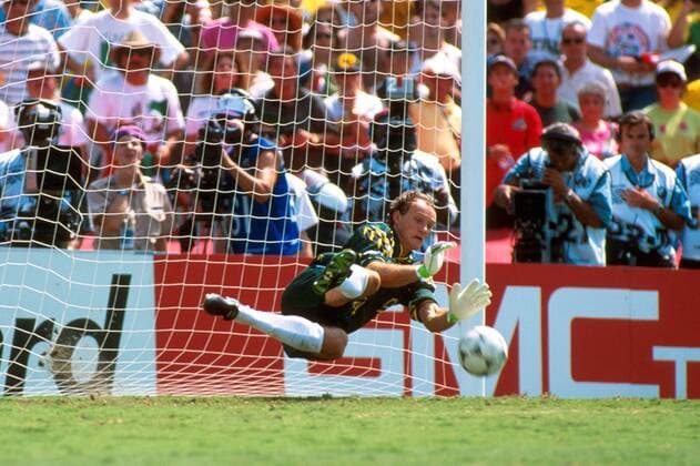 Torwart Claudio Taffarel (Brasilien) - Torwartparade Fußball WM Herren Weltmeisterschaft 1994, Finale, Länderspiel, Nationalmannschaft, Nationalteam, Nationaltrikot Einzelbild Rose Bowl Pasadena Los Angeles Dynamik, Abwehr,