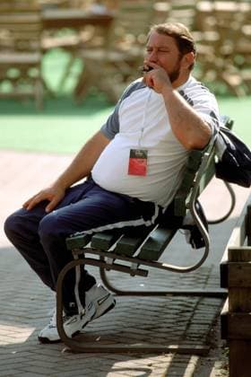 Damir Dokic, Vater von Jelena (Jugoslawien) Tennis Damen Betty Barclay Cup 2001, WTA-Tour, Sand, Sandplatz, Sandplatztennis, Sandplatzturnier Einzelbild Am Rothenbaum Hamburg