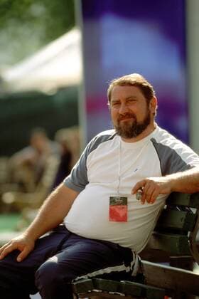 Damir Dokic, Vater von Jelena (Jugoslawien) Tennis Damen Betty Barclay Cup 2001, WTA-Tour, Sand, Sandplatz, Sandplatztennis, Sandplatzturnier Einzelbild Am Rothenbaum Hamburg