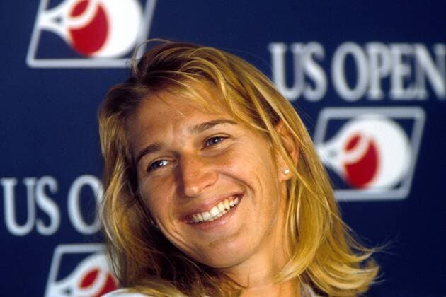 Steffi Graf (Deutschland) während Pressekonferenz Tennis Damen US Open 1995, WTA-Tour, Grand Slam, Hartplatz, Hardcourt, Hartplatztennis, Hartplatzturnier, Vdia Porträt Flushing Meadow New York Glück Freude