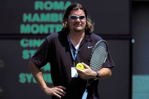 Peter Lundgren (Schweden), Coach von Roger Federer (Schweiz) Tennis Herren Ericsson Open 2001, ATP-Tour, Hartplatz, Hardcourt, Hartplatztennis, Hartplatzturnier Einzelbild Key Biscayne Miami, Florida