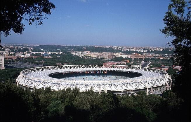 Das Stadio Olimpico in Rom Fußball WM Herren Weltmeisterschaft 1990, Serie A, 1. Italienische Liga, AS Roma, Lazio Totale Olympiastadion Rom
