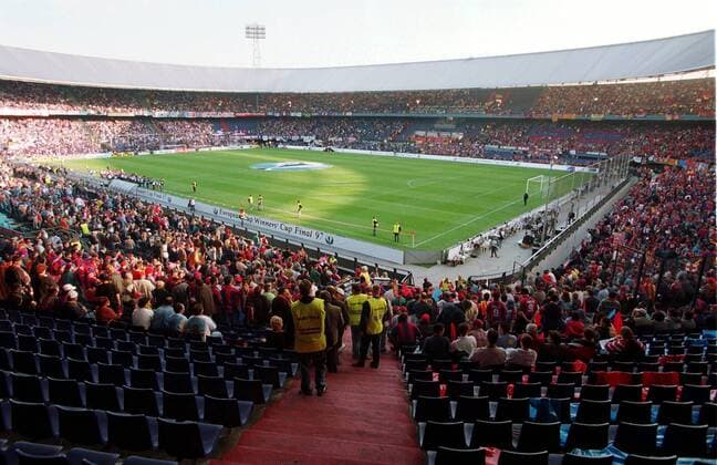 Innenansicht De Kuip Fußball EC 2 Herren Europapokal der Pokalsieger 1996 1997, Europacup, Finale, Endspiel, FC Barcelona, Barca (Spanien) Totale De Kuip Rotterdam