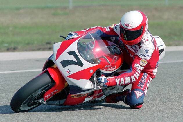 Eddie Lawson (USA Yamaha) auf seiner Maschine Motorsport Herren National Road Racing Series, Camel Motorcycling Week, Einzelbild International Speedway Daytona