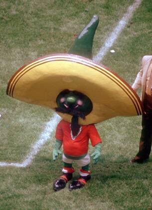 Pique - Das Maskottchen der Weltmeisterschaft 1986 Fußball WM Herren Glücksbringer 1986, Figur, Talisman, Sombrero, Kopfbedeckung, Kaktus Einzelbild