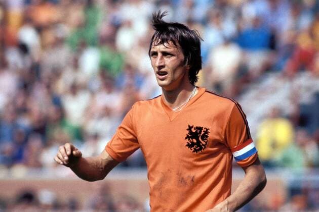 Johan Cruyff (Niederlande) Fußball WM Herren Weltmeisterschaft 1974, Länderspiel, Holland, Nationalmannschaft, Nationalteam, Einzelbild Westfalenstadion Dortmund Dynamik,
