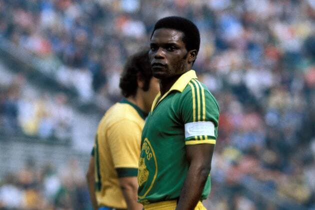 Kapitän Mantantu Kidumu (Zaire) Fußball WM Herren Weltmeisterschaft 1974, Nationalmannschaft, Nationalteam, Nationaltrikot Einzelbild Waldstadion Frankfurt M.