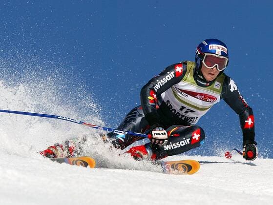 Corinne Rey Bellet (Schweiz) Alpiner Skilauf Damen Weltcup 2001 2002, Welt-Cup, Worldcup, World, WC, Ski Alpin, Skisport, Riesenslalom Einzelbild Altenmarkt Zauchensee, Flachau Dynamik,