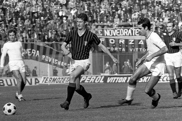 Angelo Benedicto Sormani (Milan, li.) Fußball Herren Serie A 1968 1969, 1. Italienische Liga, AC Mailand Gruppe Stadio Giuseppe Meazza, San Siro Mailand