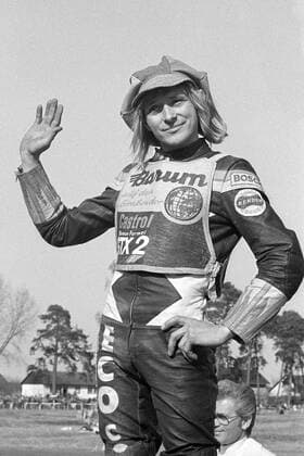 Egon Müller (Deutschland) Motorsport Herren Grasbahn-Rennen 1976, Bahnrennen, Bahnsport, Speedway, Motorrad, Motorradsport, Grasbahnrennen, Vsw Einzelbild Vneg Haßloch