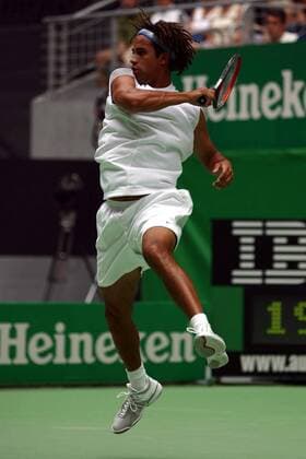 James Blake (USA) Tennis Herren Australian Open 2003, Grand Slam, ATP-Tour, Hartplatz, Hardcourt, Hartplatztennis, Hartplatzturnier Einzelbild Melbourne Dynamik
