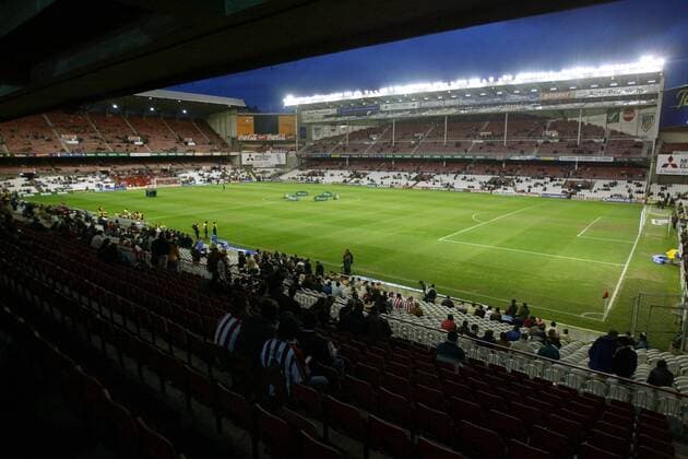 Das Estadio San Mames zu Bilbao Fußball Herren Primera Division 2002 2003, 1. Spanische Liga , Athletic Club Bilbao, Vdig Totale Estadio San Mamés Bilbao Leere,  