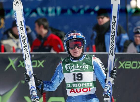Corinne Rey Bellet (Schweiz) Alpiner Skilauf WM Damen Weltmeisterschaft 2003, Ski Alpin, Skisport, Super G, Vdig, Einzelbild St. Moritz