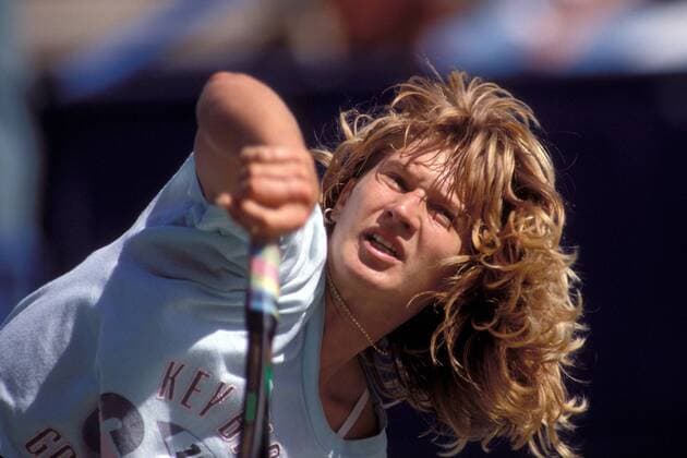 Steffi Graf (Deutschland) - Aufschlag Tennis Damen US Open 1988, WTA-Tour, Grand Slam, Hartplatz, Hardcourt, Hartplatztennis, Hartplatzturnier, Vdia Einzelbild Flushing Meadow, Meadows, New York