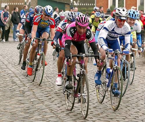 Daniele Nardello (Italien Team Telekom, vorn) Radsport Herren Omloop Het Volk 2003, Radrennsport, Straßenradsport, Straßenradrennsport, Radrennen Gruppe Gent - Lokeren