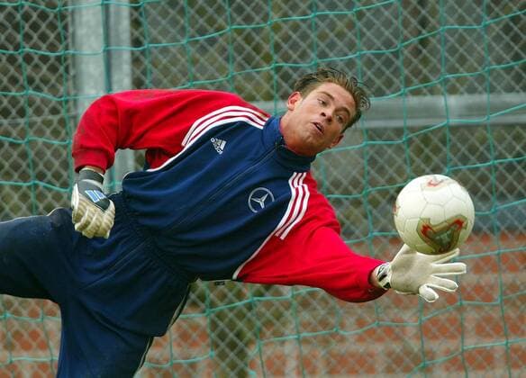 Torwart Tim Wiese (Deutschland) - Torwartparade Fußball Herren Nationalmannschaft 2003, Nationalteam, Training, Nationalmannschaftstraining Einzelbild Herzogenaurach Dynamik,