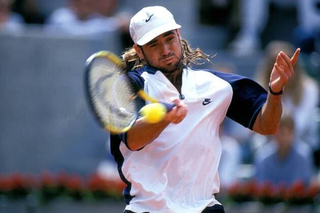 Andre Agassi (USA) - Vorhand Tennis Herren French Open 1994, Grand Slam, ATP-Tour, Sand, Sandplatz, Sandplatztennis, Sandplatzturnier, Vdia Einzelbild Paris Dynamik,