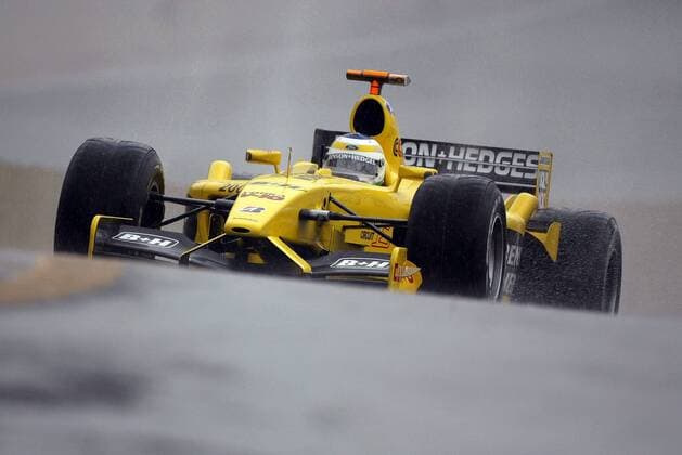 Giancarlo Fisichella (Italien Jordan-Ford) in seinem Rennwagen Motorsport Grand Prix Herren Großer Preis von Brasilien 2003, Formel 1 Weltmeisterschaft, F1, F, GP, WM, Qualifying, Einzelbild Sao Paulo Interlagos