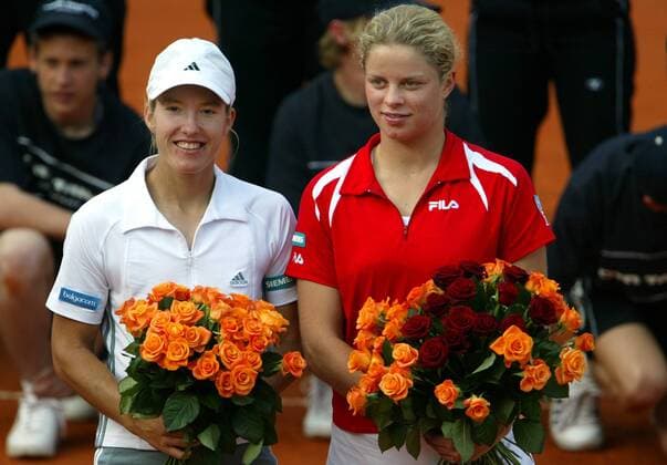 Siegerin Justine Henin-Hardenne (li.) und Kim Clijsters (beide Belgien) Tennis Damen German Open 2003, WTA-Tour Gruppe Berlin