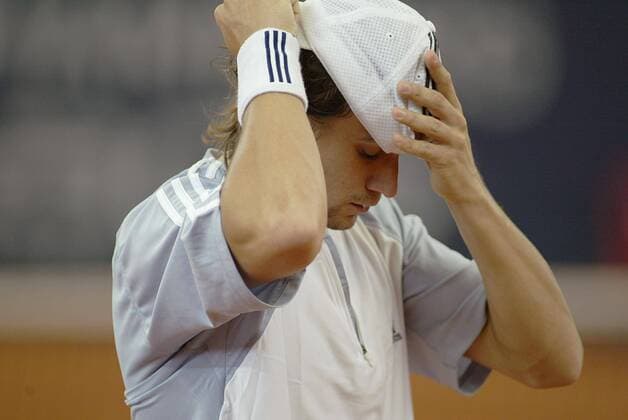 David Ferrer (Spanien) enttäuscht Tennis Herren German Open 2003, Masters Series, ATP-Tour, Vdig, Einzelbild Rothenbaum Hamburg Enttäuschung