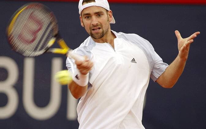Nicolas Kiefer (Deutschland) - Vorhand Tennis Herren German Open 2003, Masters Series, ATP-Tour, Vdig, Einzelbild Rothenbaum Hamburg Dynamik,