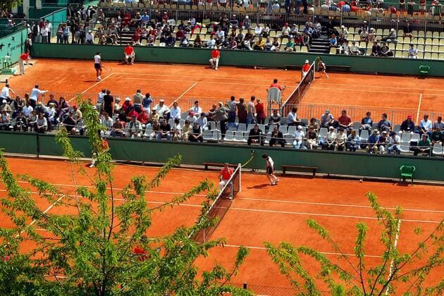 Nebenplätze der Anlage von Roland Garros Tennis Damen French Open 2003, Grand Slam, WTA-Tour, Sand, Sandplatz, Sandplatztennis, Sandplatzturnier, Totale Roland Garros Paris  