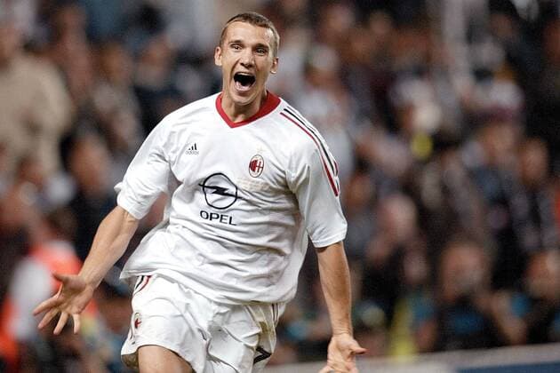 Andrej Schewtschenko (Milan) - Siegesjubel nach seinem entscheidend verwandelten Elfer Fußball EC 1 Herren Champions League 2002 2003, AC Mailand, Finale, Endspiel, Andriy, Andrii, Andri, Andry, Andrei, Einzelbild Old Trafford, Andreij, Andrey, Schewschenko, Manchester Glück Freude, Begeisterung,  